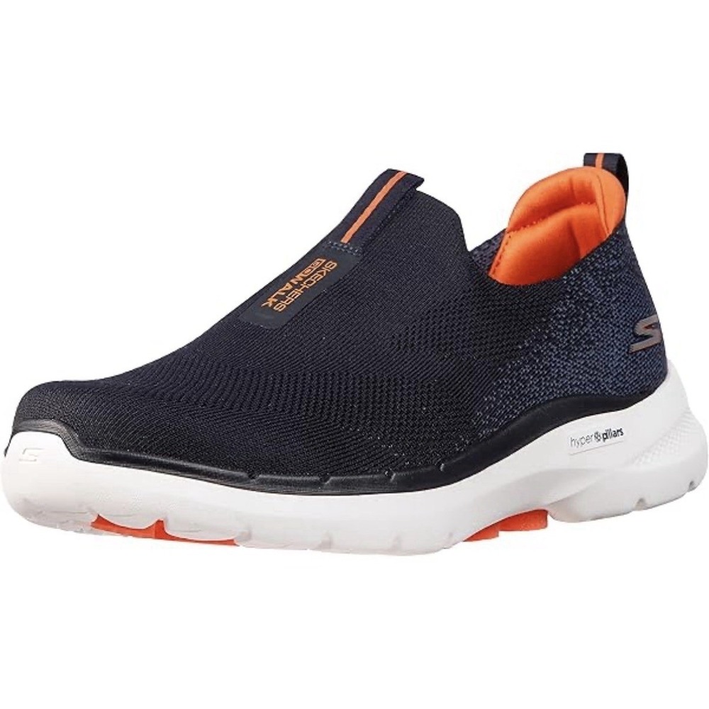 Sketchers 216202 Go Walk 6 Navy/Orange Mens Size 9 Shoes